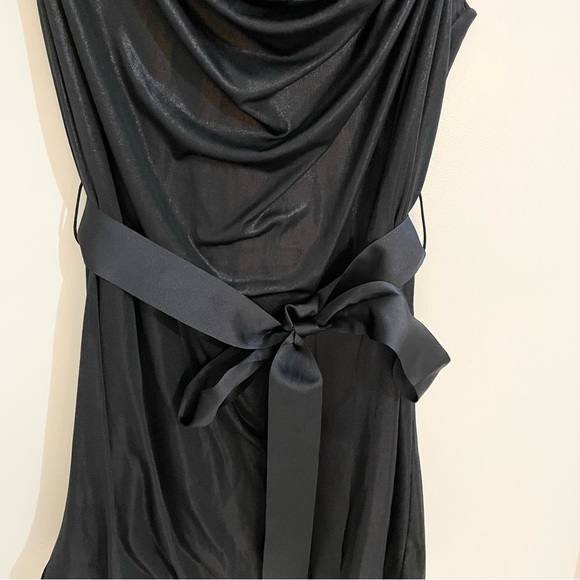 Terranova Black Laminated Ribbed Tie Sleeveless Bubble Dress, Size S - Picture 4 of 10